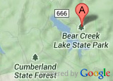Google map thumbnail showing Bear Creek Lake State Park's location