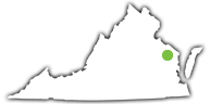 Location of Belle Isle State Park in Virginia