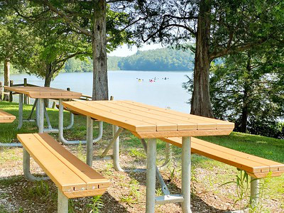 Picnic tables at Holliday Lake State Park
