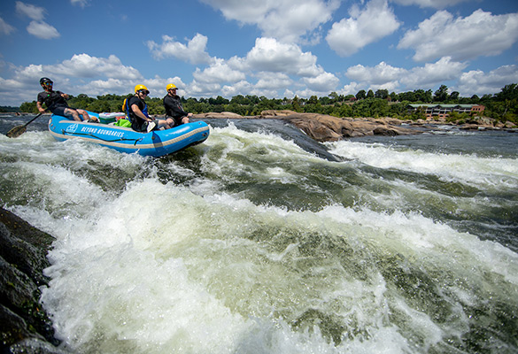 Rafting the Historic Falls of the James, a state scenic river, in downtown Richmond. Photo by Kyle LaFerriere/Virginia Living.