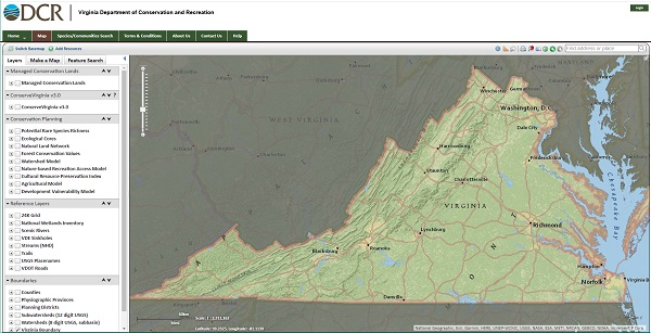 Natural Heritage Data Explorer map
