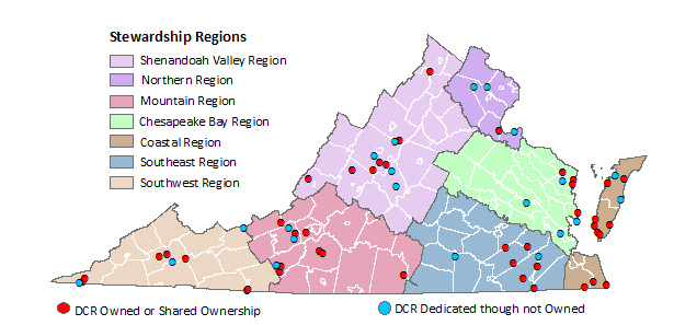 VA Natural Area Preserves map