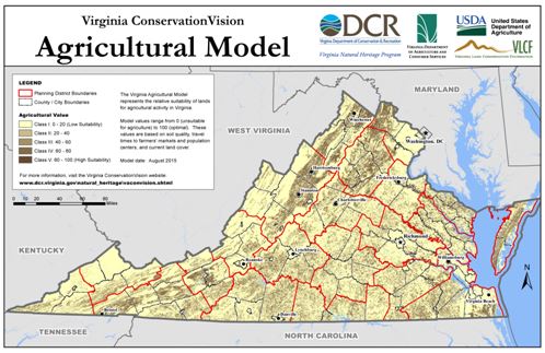 map of VA ConservationVision agricultural model