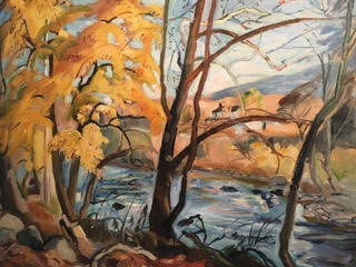 Pierre Daura (American b. Spain, 1896-1976). Yellow Trees by Maury River,1939-1950. Oil on canvas, 23 1/2 × 28 3/8 in. Georgia Museum of Art, University of Georgia; gift of Martha Randolph Daura. 2003.287