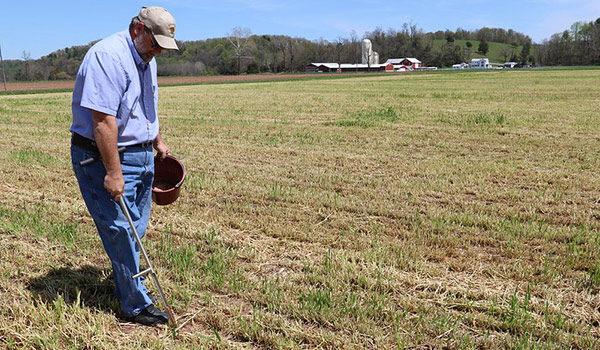 Soil test on a Virginia farm.