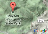 Google map thumbnail showing Grayson Highlands State Park's location