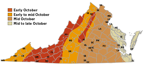 Fall color prediction map