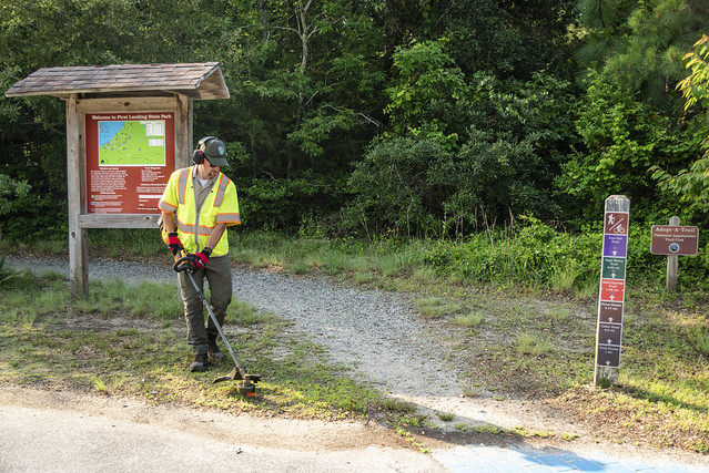 Weed eating the property