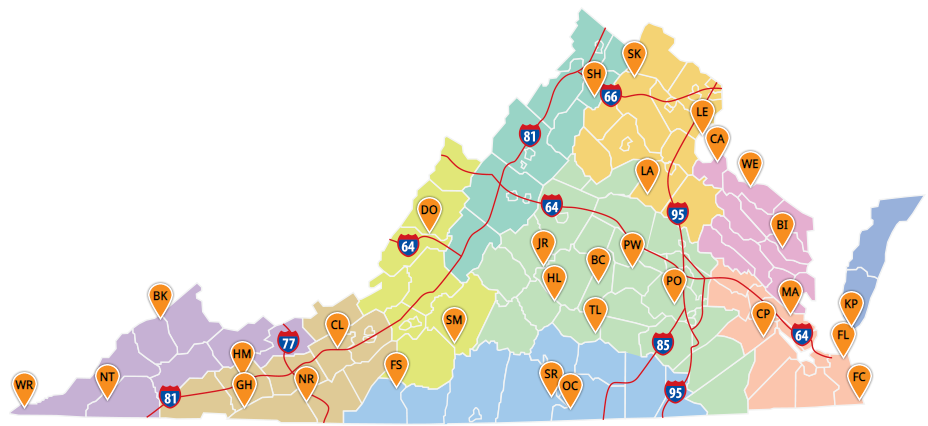 Map depicting parks with camping