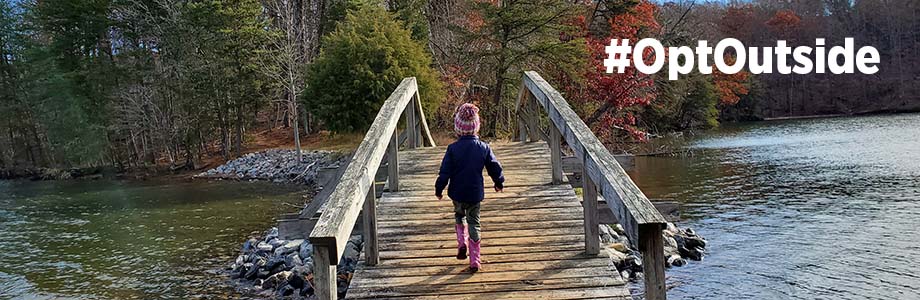 girl walking across a bridge at Smith Mountain Lake State Park