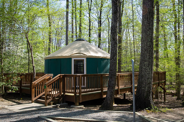 Yurt at Pocahontas State Park in the spring.