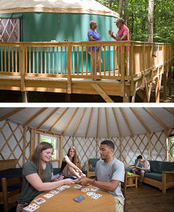 Collage of yurt features